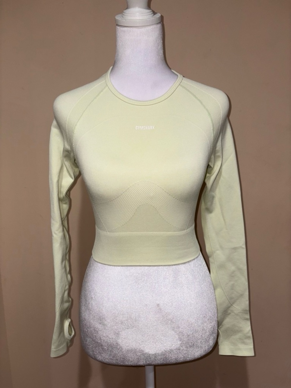 Gymshark Pale Yellow Long Sleeve Crop Top